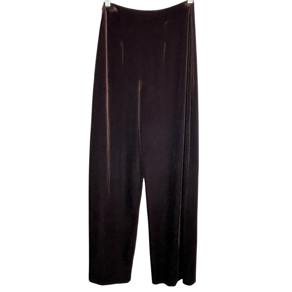 Vintage Mica Velvet Wide Leg Pants XS 25 Chocolate Brown Holiday Party NYE USA